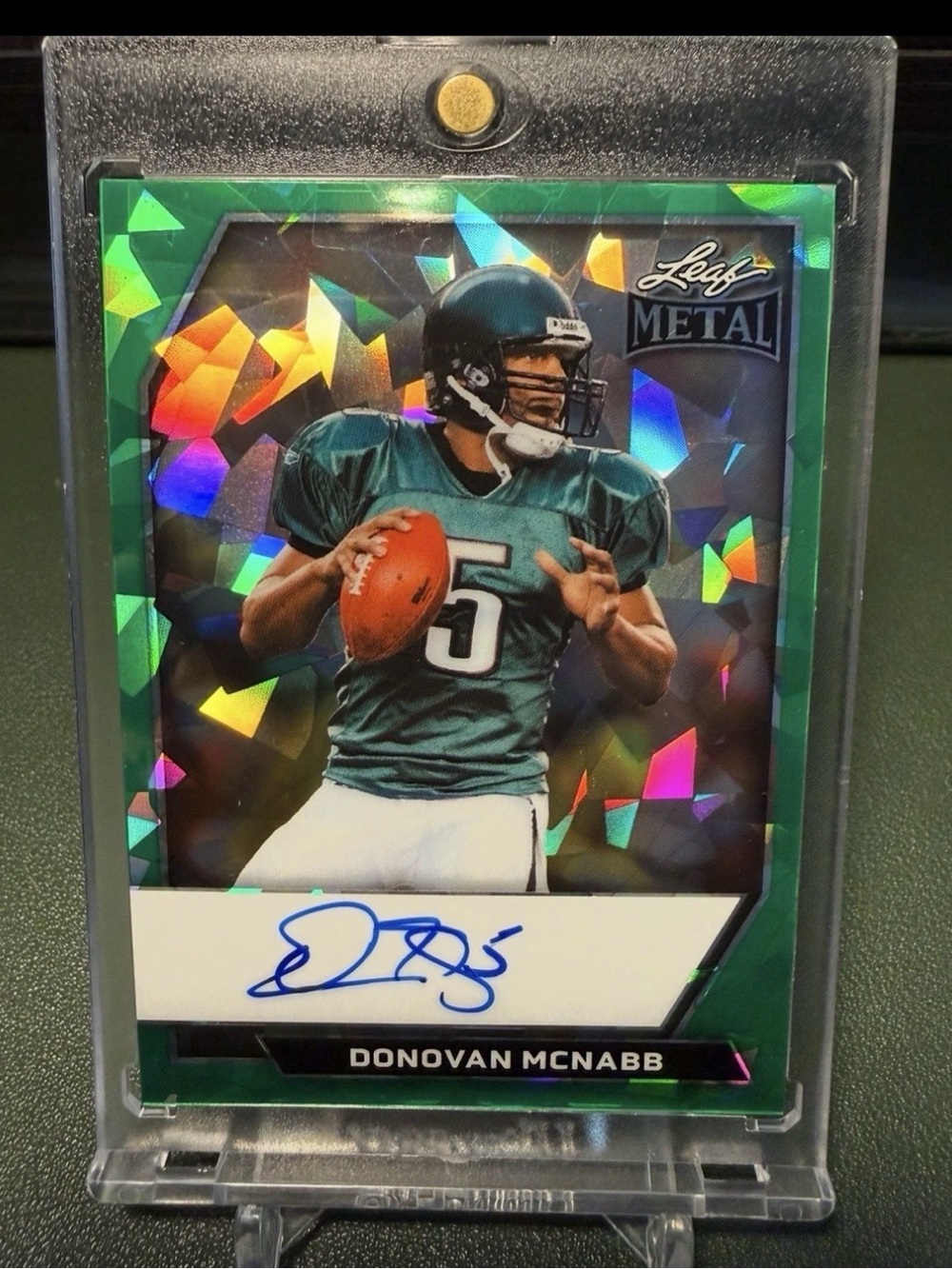 Donovan McNabb 2026 Leaf Metal Green Cracked Ice Refractor Auto SSP 4/4 EAGLES